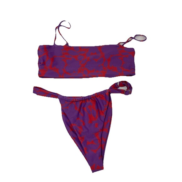 Skatie Women's Small RINCON Print Purple Red Bikini 2pc Swim Suit